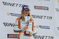 Sophia standing on the Ginetta junior podium for the final time (photo by Marc Waller)