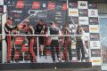 Jamie Chadwick celebrates with the rest of the GT4 podium finishers (Photo Marc Waller)