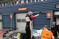 Smiley celebrates his win and maybe the final BTCC win at Rockingham (Photo by Marc Waller)